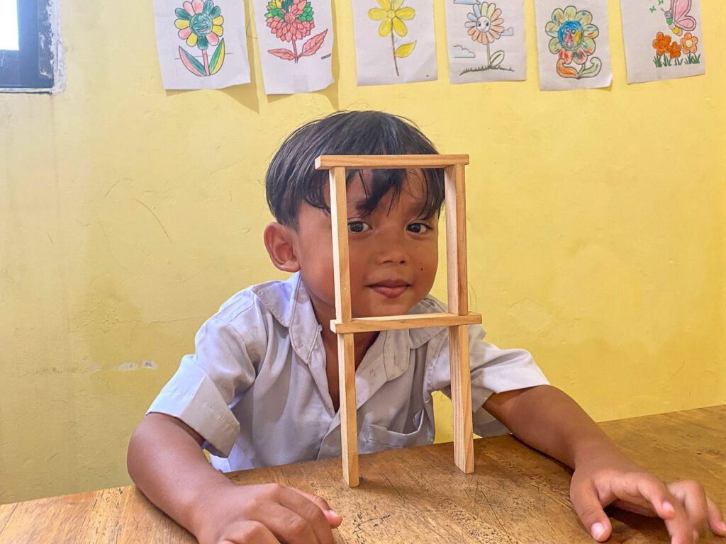 Child playing in the school.